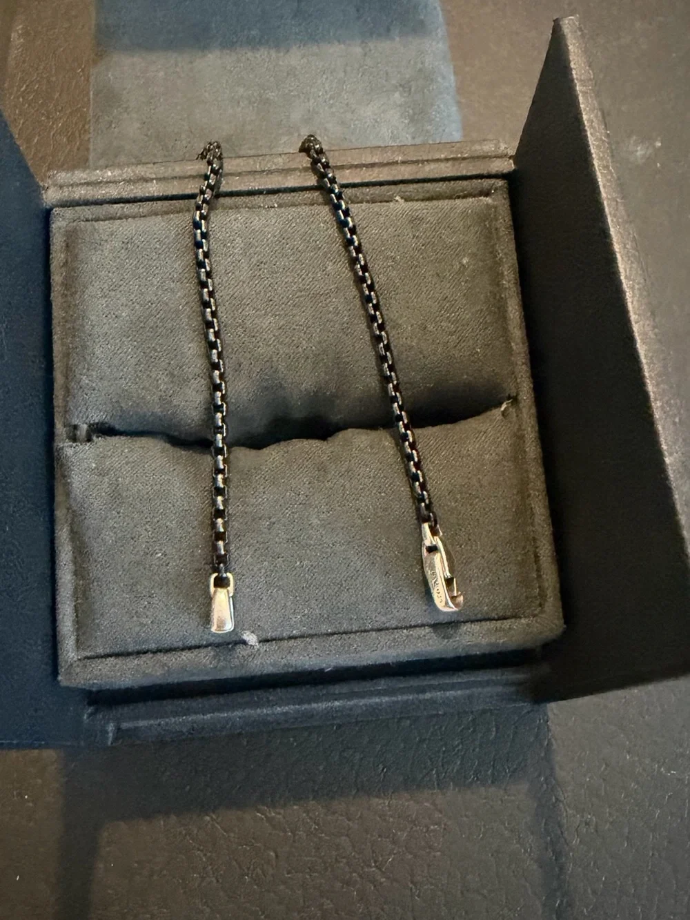 David Yurman Black Box Chain bracelet large   with Silver Clasp
